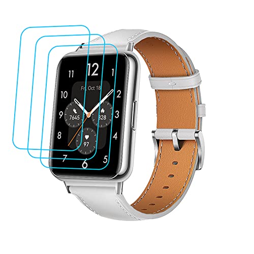 GIOPUEY Armband Kompatibel mit Huawei Watch FIT 2, Echtleder Armband + 3 Stück Schutzfolie [Verschleißfest] [Atmungsaktiv] Ersatzarmband - White von GIOPUEY