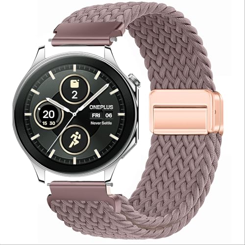GIOPUEY Armband Kompatibel mit OnePlus Watch 2/3, Geflochtenes Nylon Armband [Unisex] elastisch Ersatzarmband - Purple von GIOPUEY