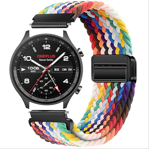 GIOPUEY Armband Kompatibel mit OnePlus Watch 2R, Geflochtenes Nylon Armband [Unisex] elastisch Ersatzarmband - Colourful-B von GIOPUEY