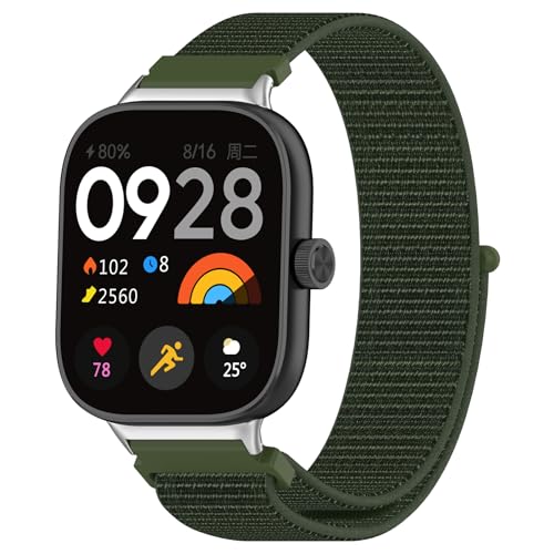 GIOPUEY Armband Kompatibel mit Redmi Watch 4, Geflochtenes Nylon Armband [Unisex] elastisch Ersatzarmband - Green von GIOPUEY