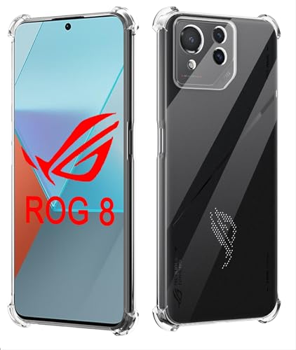 GIOPUEY Clear Hülle Kompatibel mit Asus ROG Phone 8/8 Pro, Ultra Dünn TPU Case, Luftpolsterschutz, [Nicht Leicht zu Vergilben] Stoßfest Hülle - Transparent von GIOPUEY