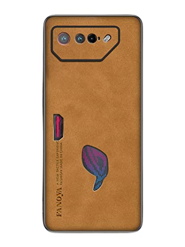 GIOPUEY Hülle Kompatibel mit Asus ROG Phone 7, PU-Leder + Harter PC Case, Spezielle Lederstruktur Handyhülle，Anti-Fingerabdruck, Anti-Kratzer Cover - Brown von GIOPUEY