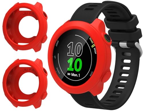 GIOPUEY Hülle Kompatibel mit Garmin Forerunner 55, [2 Stück] Schutzhülle Weich TPU Silikon Schutz Case Cover - Red von GIOPUEY