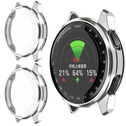 GIOPUEY Hülle Kompatibel mit Garmin Forerunner 570 42mm, [2 Stück] Soft TPU, Shock Resistant Cover - Silver+Silver von GIOPUEY