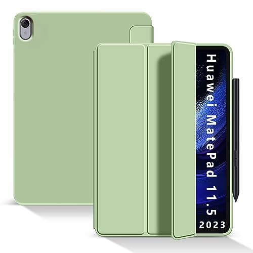 GIOPUEY Hülle Kompatibel mit Huawei MatePad 11.5 2023, Flip Case, Weiche Silikon-Rückenschale [Bracket-Funktion] hautähnliche Textur - Grün von GIOPUEY