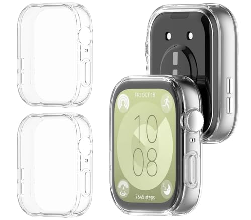 GIOPUEY Hülle Kompatibel mit Huawei Watch Fit 4, [2 Stück] Soft TPU, Shock Resistant Cover - Transparent+Transparent von GIOPUEY