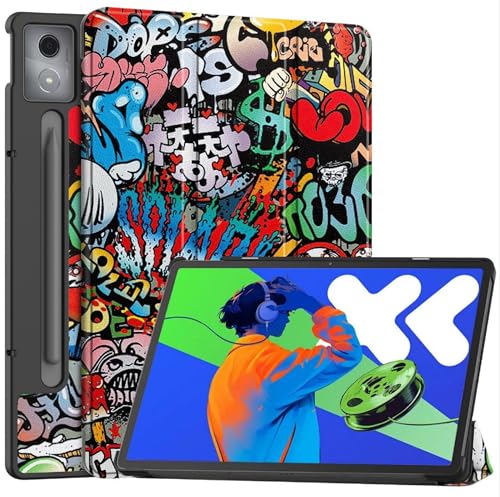 GIOPUEY Hülle Kompatibel mit Lenovo Idea Tab Pro 12.7, Flip Case [Bracket-Funktion] 360° Schutz - Graffiti von GIOPUEY