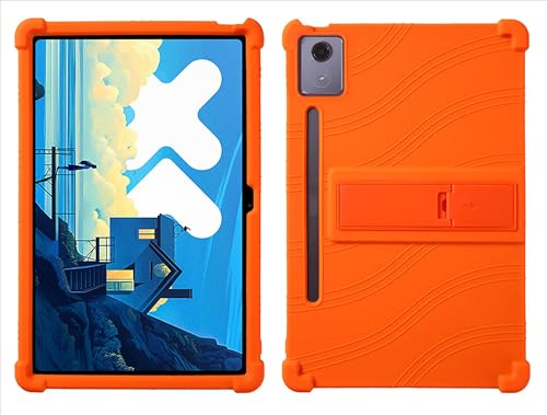 GIOPUEY Hülle Kompatibel mit Lenovo Idea Tab Pro 12.7 - mit Ständer - Weiche TPU Silikon Schutzhülle - Airbag Sturzschutz Case - Orange von GIOPUEY