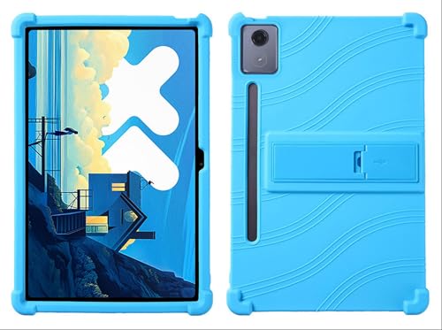 GIOPUEY Hülle Kompatibel mit Lenovo Tab P12 12.7 2023 - mit Ständer - Weiche TPU Silikon Schutzhülle - Airbag Sturzschutz Case - Blue von GIOPUEY