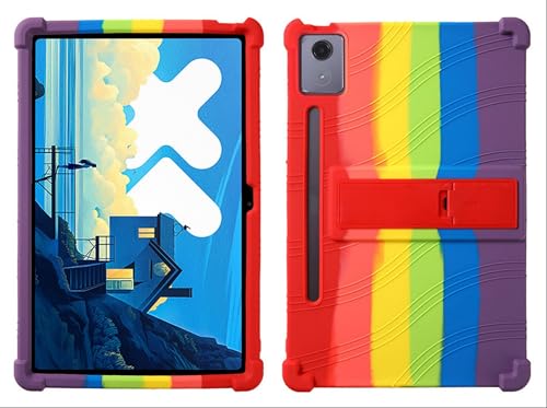 GIOPUEY Hülle Kompatibel mit Lenovo Tab P12 12.7 2023 - mit Ständer - Weiche TPU Silikon Schutzhülle - Airbag Sturzschutz Case - Colorful von GIOPUEY