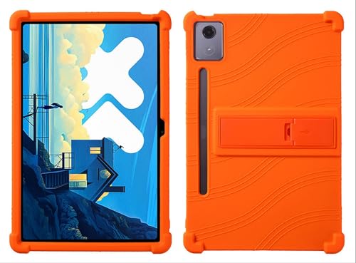 GIOPUEY Hülle Kompatibel mit Lenovo Tab P12 12.7 2023 - mit Ständer - Weiche TPU Silikon Schutzhülle - Airbag Sturzschutz Case - Orange von GIOPUEY