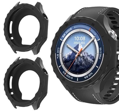 GIOPUEY Hülle Kompatibel mit OnePlus Watch 3, [2 Stück] Schutzhülle Weich TPU Silikon Schutz Case Cover - Black von GIOPUEY
