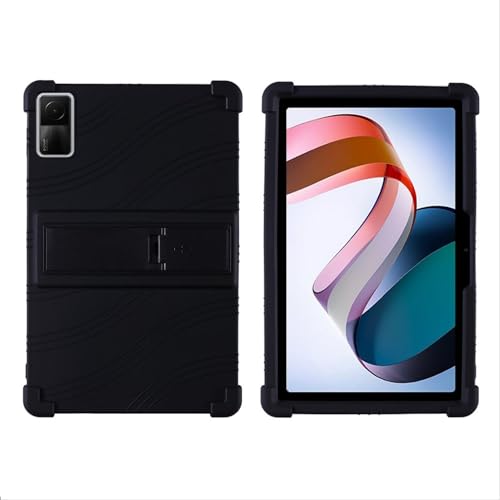 GIOPUEY Hülle Kompatibel mit Redmi Pad SE - mit Ständer - Weiche TPU Silikon Schutzhülle - Airbag Sturzschutz Case - Black von GIOPUEY