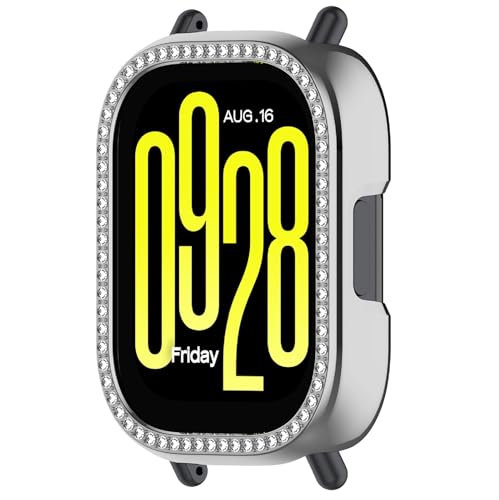 GIOPUEY Hülle Kompatibel mit Redmi Watch 5 Lite, [2 Stück] Hartplastikmaterial, Antikollision Cover - Silver Bling Diamond von GIOPUEY