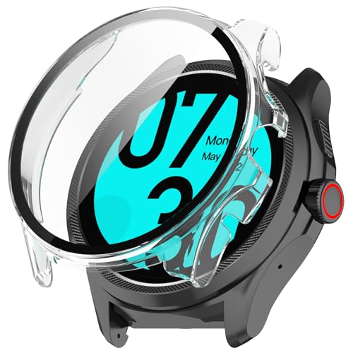 GIOPUEY Hülle Kompatibel mit Ticwatch Pro 5, Glasschutzfolie + Hartplastikrahmen, 360° Rundumschutz, Ticwatch Pro 5 Cover - Clear von GIOPUEY