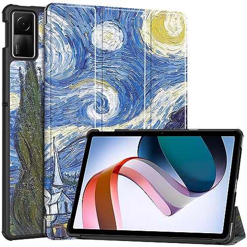 GIOPUEY Hülle Kompatibel mit Xiaomi Redmi Pad SE 2023, Flip Case [Bracket-Funktion] 360° Schutz - Van Gogh von GIOPUEY