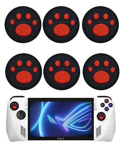 GIOPUEY Joystick Kappen Kompatibel mit ASUS ROG Ally, 6 Stück Silikon Thumb Grip Caps Schutz hülle Kappen Case Cover, Weich Anti-Rutsch - Black/Red von GIOPUEY