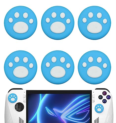 GIOPUEY Joystick Kappen Kompatibel mit ASUS ROG Ally, 6 Stück Silikon Thumb Grip Caps Schutz hülle Kappen Case Cover, Weich Anti-Rutsch - Blue/White von GIOPUEY