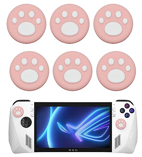 GIOPUEY Joystick Kappen Kompatibel mit ASUS ROG Ally, 6 Stück Silikon Thumb Grip Caps Schutz hülle Kappen Case Cover, Weich Anti-Rutsch - Pink/White von GIOPUEY