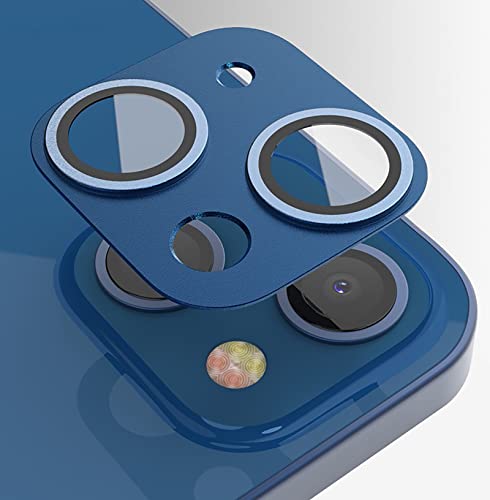 GIOPUEY Kamera Schutz für iPhone 13, iPhone 13 Mini Glas Schutzfolie Kamera [2 in 1 Material] Metallbordüre + Schutzglas - Blue von GIOPUEY