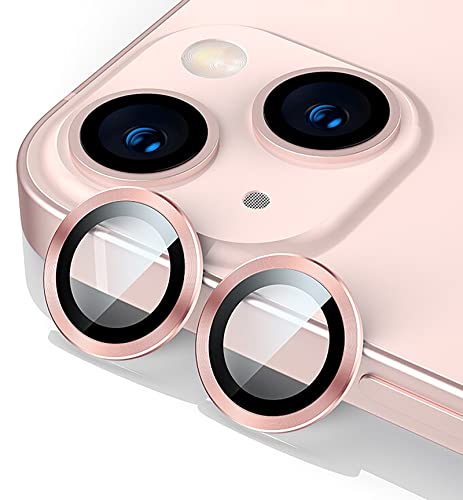 GIOPUEY Kamera Schutz für iPhone 13,iPhone 13 Mini Glas Schutzfolie Kamera [2 in 1 Material] Metallbordüre + Schutzglas - Pink von GIOPUEY