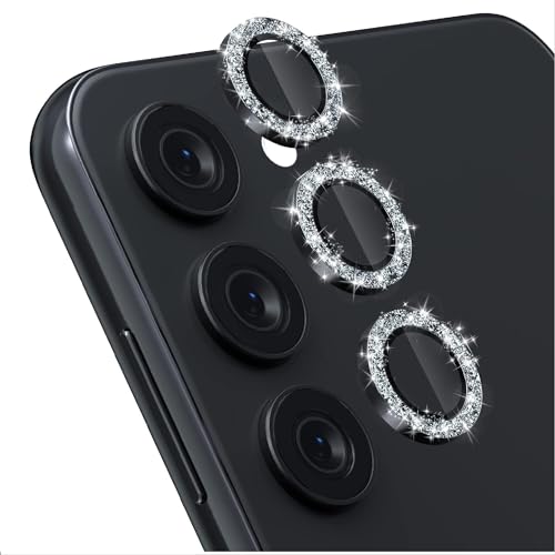 GIOPUEY Kamera Schutzfolie Kompatibel mit Samsung Galaxy A55, Samsung Galaxy A55 Kameraschutz, Bling Pulver Diamant, Glänzend, Elegant, Black von GIOPUEY