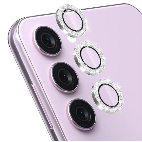 GIOPUEY Kamera Schutzfolie Kompatibel mit Samsung Galaxy A55, Samsung Galaxy A55 Kameraschutz, Bling Pulver Diamant, Glänzend, Elegant, Silver von GIOPUEY