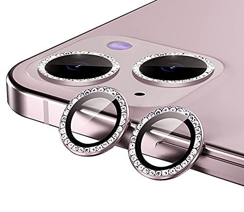 GIOPUEY Kamera Schutzfolie Kompatibel mit iPhone 13, [2 Pack] Kristalldiamant, Metalle Kamera Schutzrahmen, Beeinflusst das Schießen Nicht, iPhone 13 mini Schutzfolie Kamera - Pink von GIOPUEY