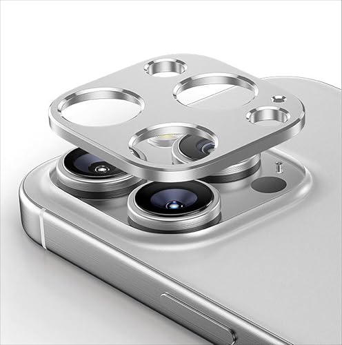 GIOPUEY Kamera Schutzfolie Kompatibel mit iPhone 16 Pro/16 Pro Max, [2 Pack] Metalle Kamera Schutzrahmen, [Kratzfest] Schutzfolie Kamera - Silver von GIOPUEY
