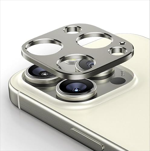 GIOPUEY Kamera Schutzfolie Kompatibel mit iPhone 16 Pro/16 Pro Max, [2 Pack] Metalle Kamera Schutzrahmen, [Kratzfest] Schutzfolie Kamera - Titanium von GIOPUEY