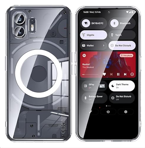 GIOPUEY Magnetische Handyhülle für Nothing Phone 2 Hülle, Case Kompatibel mit MagSafe, Transparent PC Zurück + TPU Bumper Stoßfeste Schutzhülle - Clear von GIOPUEY