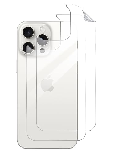 GIOPUEY Rückseite Folie Kompatibel mit iPhone 15 Pro, Hochwertige Materialien Dünn Weiches TPU iPhone 15 Pro Rückseite Schutzfolie - Clear [2 Stück] von GIOPUEY