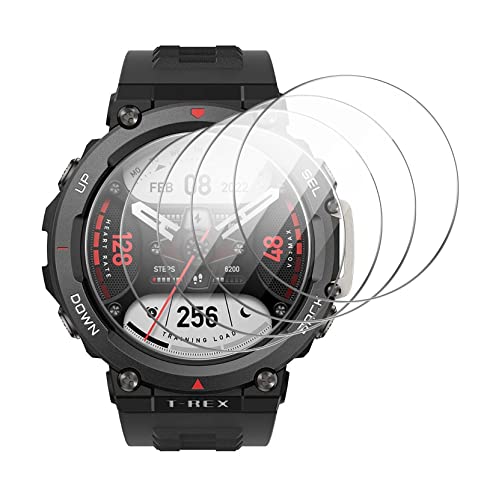 GIOPUEY Schutzfolie für Amazfit T-Rex 2, [4 Stück] HD Gehärtetes Glas Ultradünn Folie, [Anti-Kratzer] [Anti-Reflex] - Durchsichtig von GIOPUEY