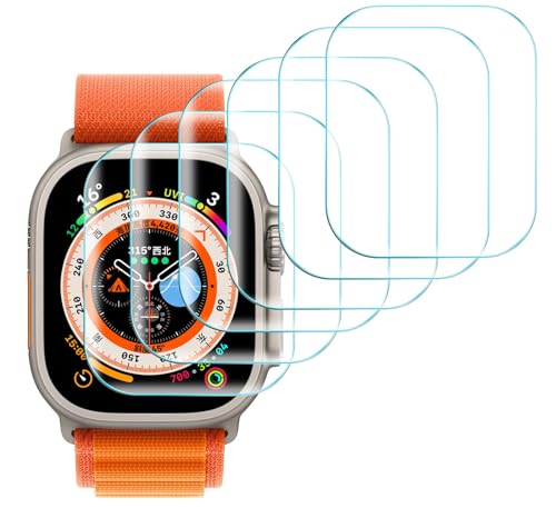 GIOPUEY Schutzfolie für Apple Watch Ultra 2 49mm 2023, [6 Stück] HD Ultradünn Folie Flexibel Displayschutzfolie, [Anti-Kratzer] [Anti-Reflex] - Durchsichtig von GIOPUEY