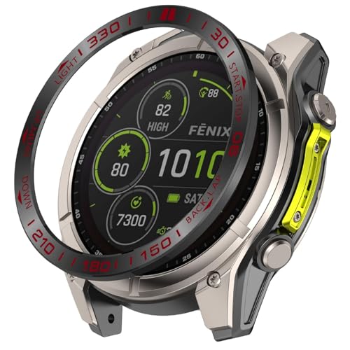 GIOPUEY Schutzring Kompatibel mit Garmin Fenix 8 AMOLED 47mm, Bezel Ring Bezel Styling Lünette Schutz hülle, Schutzring aus Aluminiumlegierung aus Metall - B-Black/red GIOPUEY Schutzring Kompatibel mit Garmin Fenix 8 AMOLED 47mm, Bezel Ring Bezel Styling Lünette Schutz hülle, Schutzring aus Aluminiumlegierung aus Metall - B-Black/red von GIOPUEY