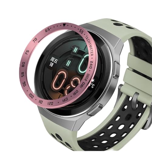 GIOPUEY Schutzring Kompatibel mit HUAWEI Watch GT2E, Bezel Ring Bezel Styling Lünette Schutz hülle, Schutzring aus Aluminiumlegierung aus Metall - E-Rose Gold von GIOPUEY