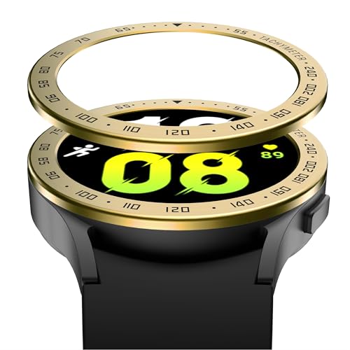 GIOPUEY Schutzring Kompatibel mit Samsung Galaxy Watch 4 44mm, Bezel Ring Bezel Styling Lünette Schutz hülle, Schutzring aus Aluminiumlegierung aus Metall - E-Gold von GIOPUEY