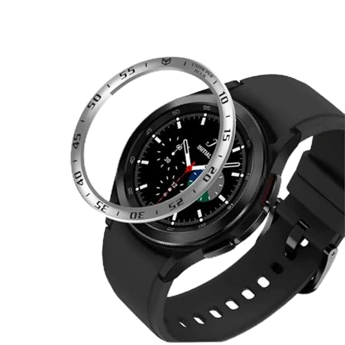 GIOPUEY Schutzring Kompatibel mit Samsung Galaxy Watch 4 Classic 42mm, Bezel Ring Bezel Styling Lünette Schutz hülle, Schutzring aus Aluminiumlegierung aus Metall - A-Silver von GIOPUEY