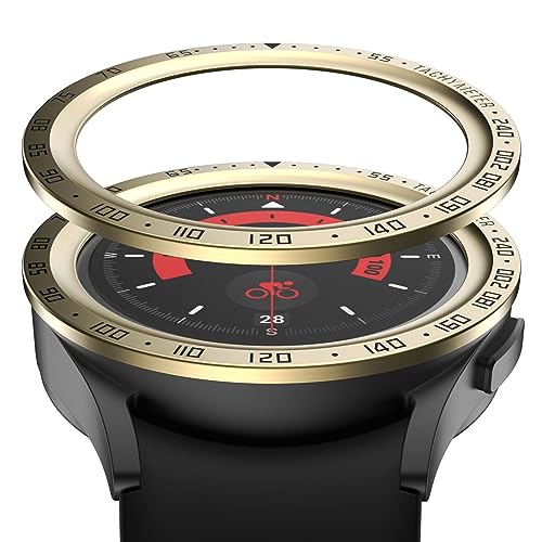 GIOPUEY Schutzring Kompatibel mit Samsung Galaxy Watch 5 Pro, Bezel Ring Bezel Styling Lünette Schutz hülle, Schutzring aus Aluminiumlegierung aus Metall - E-Gold von GIOPUEY