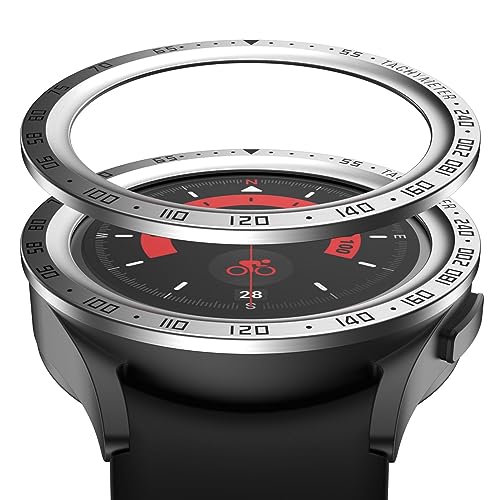 GIOPUEY Schutzring Kompatibel mit Samsung Galaxy Watch 5 Pro, Bezel Ring Bezel Styling Lünette Schutz hülle, Schutzring aus Aluminiumlegierung aus Metall - E-Silver von GIOPUEY