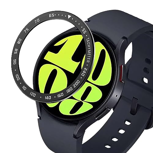 GIOPUEY Schutzring Kompatibel mit Samsung Galaxy Watch 6 40MM, Bezel Ring Bezel Styling Lünette Schutz hülle, Schutzring aus Aluminiumlegierung aus Metall - E-black von GIOPUEY