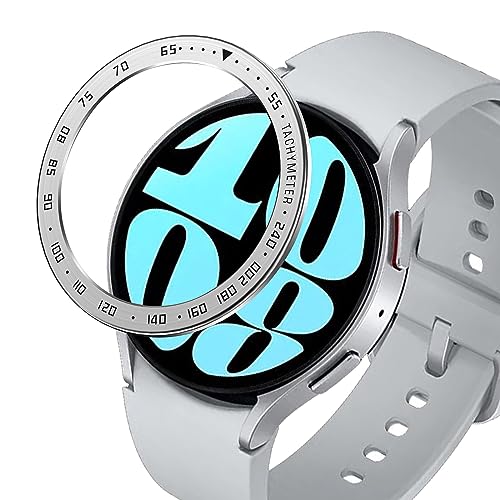 GIOPUEY Schutzring Kompatibel mit Samsung Galaxy Watch 6 40MM, Bezel Ring Bezel Styling Lünette Schutz hülle, Schutzring aus Aluminiumlegierung aus Metall - E-Silver von GIOPUEY