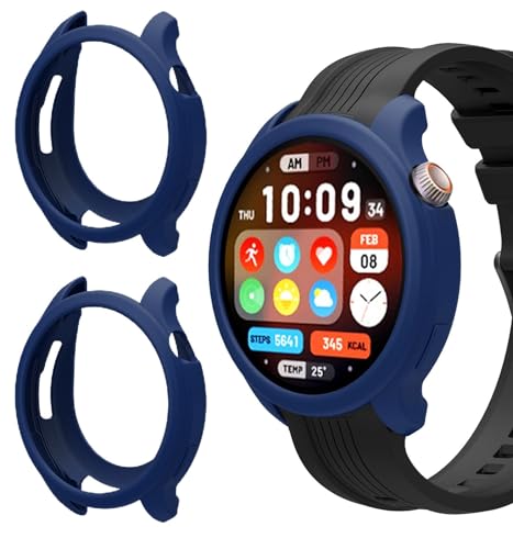 GIOPUEY Silikon Hülle Kompatibel mit Amazfit Balance, [2 Stück] Weich TPU Silikon Schutz Case Cover, Amazfit Balance Schutzhülle - Dark Blue von GIOPUEY