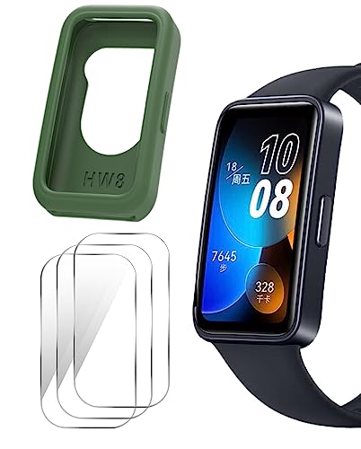 GIOPUEY Silikon Hülle Kompatibel mit Huawei Band 9/Band 8, mit 3 Stück Schutzfolie, Weich TPU Silikon Schutz Case Cover, Huawei Band 9/Band 8 Schutzhülle - Dark Green GIOPUEY Silikon Hülle Kompatibel mit Huawei Band 9/Band 8, mit 3 Stück Schutzfolie, Weich TPU Silikon Schutz Case Cover, Huawei Band 9/Band 8 Schutzhülle - Dark Green von GIOPUEY