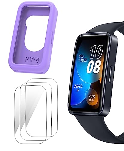 GIOPUEY Silikon Hülle Kompatibel mit Huawei Band 9/Band 8, mit 3 Stück Schutzfolie, Weich TPU Silikon Schutz Case Cover, Huawei Band 9/Band 8 Schutzhülle - Purple GIOPUEY Silikon Hülle Kompatibel mit Huawei Band 9/Band 8, mit 3 Stück Schutzfolie, Weich TPU Silikon Schutz Case Cover, Huawei Band 9/Band 8 Schutzhülle - Purple von GIOPUEY