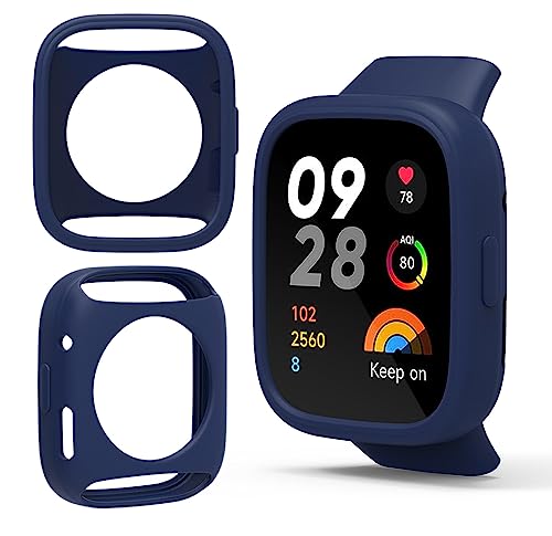 GIOPUEY Silikon Hülle Kompatibel mit Redmi Watch 3 Active, [2 Stück] Weich TPU Silikon Schutz Case Cover, Redmi Watch 3 Active Schutzhülle - Dark Blue von GIOPUEY