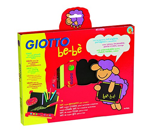 GIOTTO be-bè F462800 Kreidetafel-Set bestehend aus bruchfester Tafel, 10er Kreide-Set, Kreidehalter und Schwamm, 4-teiliges Set, 1 Stück von GIOTTO be-bè