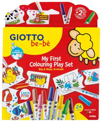 GIOTTO be-bè - My First Colouring Play Set, 14 auswaschbare Fasermaler mit 5 mm Spitze in sortierten Farben, 10 Karten mit Tiermotiven zum Ausmalen, Kartonschachtel, 24-teilig GIOTTO be-bè - My First Colouring Play Set, 14 auswaschbare Fasermaler mit 5 mm Spitze in sortierten Farben, 10 Karten mit Tiermotiven zum Ausmalen, Kartonschachtel, 24-teilig von GIOTTO be-bè