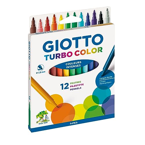 GIOTTO 0719 00 Turbo Color Fasermaler, Mehrfarbig, 12 Farben von GIOTTO