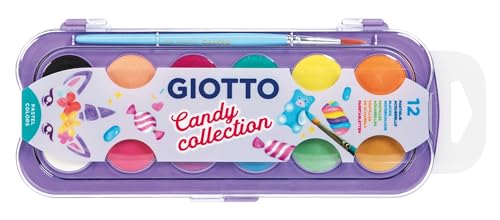 GIOTTO Aquarelli Candy Collection, Wassermalkasten mit 12 Pastellfarben inkl. Pinsel von GIOTTO